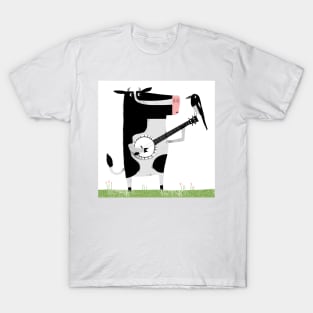 Banjo Cow with magpie T-Shirt